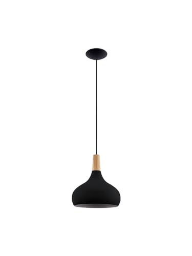 Suspension métal noir et bois 1 lumière GL1752 style moderne