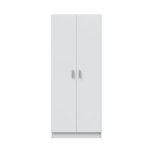 VITA - 2 Door Broom Cupboard Kitchen Utility Room Modular Cleaning Cabinet (H: 180cm x W: 73cm x D: 37cm) (White)