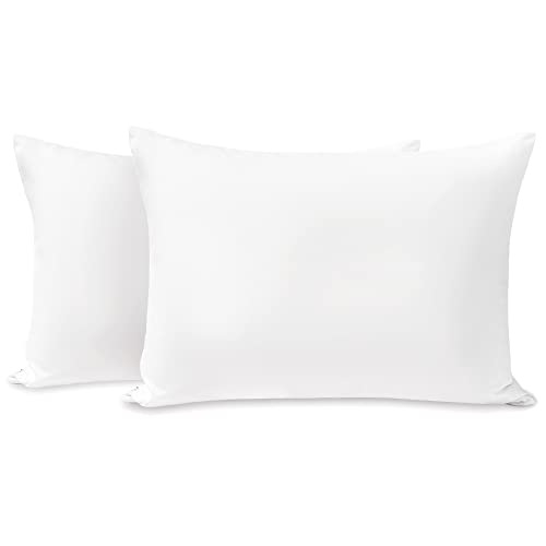 Image of TILLYOU Toddler Pillowcase 2 Pack with Zipper,Silky Soft Microfiber 13 inch x 18 inch Kids Travel Pillow Cases,White