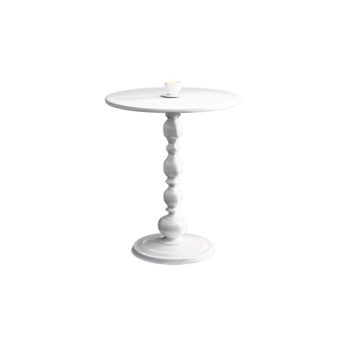 WFchenj222-6 Mesa de Centro, Mesa de Centro pequeña Redonda de Metal for sofá, aparador, mesita de Noche, Estante for balcón Mesa Auxiliar(Blanco)
