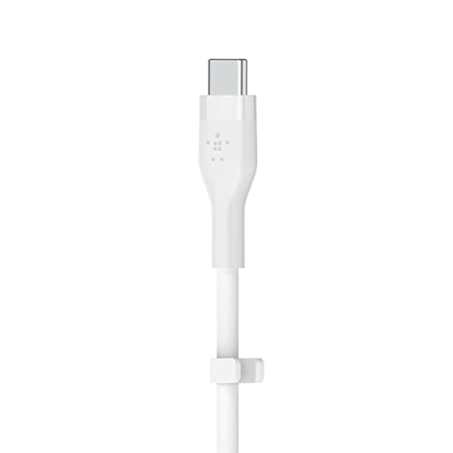 Image of Belkin BoostCharge Flex Silicone USB C Charger Cable, USB-IF Certified USB Type C to USB Type C Charging Cable for iPhone 16, 15, Galaxy S24, S23, iPad, MacBook, Note, Pixel and More - 2m, White