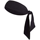 Tough Headwear Tie Headband for Men - Tennis Headband for Women, Sweat Band for Workout, Running, Football, Basketball, Athletics - Midnight Black