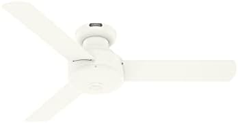 Hunter 44 inch Indoor Ceiling Fan No Light - White Modern Ceiling Fan without Light, 3 Blades, Low Profile Mount, For Bedroom, Living Room, or Kitchen, Wall Control - Presto 52402, Matte White
