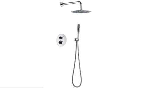 Elegante set doccia composto da teleducha, irrigatore, flesso, rubinetto.