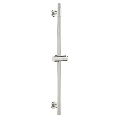 ROVOGO Shower Slide Bar All Metal 30-Inch with Height/Angle Adjustable Shower Holder, 304 Stainless Steel Vertical Slide Bar with Adjustable Wall Brackets for Flexible Install, Screw-Mount, Brushed