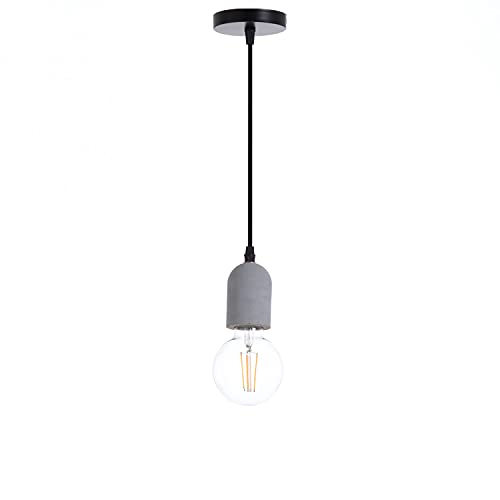 7H SEVENON Lámpara de Techo Colgante Gris Estilo Industrial Deco Modelo Bytom | Lámpara Redonda de Hormigón | Lámpara de Interior para Salón, Cocina. | Lámpara 5,5 x5,5x8cm