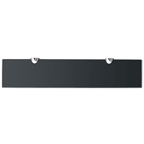 Miniatura 4 de Firbnus 50x10x0.8 Cm 2 Uds Estante Flotante De Cristal Estanteria Baño Estante De Exhibición Estante Colgante Estantería Negro Baldas Pared Libreria Cristal De Seguridad Templado