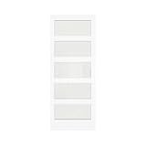 SOLRIG Sliding Pocket Door 24' x 80' - 5 Lites Tempered Frosted Glass Panels, Interior & Closet Single Door Slab, White Primed - Panel Assembly (Needed Without Hardware Kit