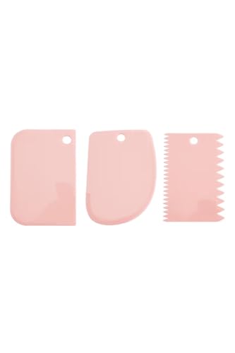 Plastik Hamur; Pasta, Börek Şekillendirme, Kazıma, Kesme Seti, Açık Pembe, 3'lü Set