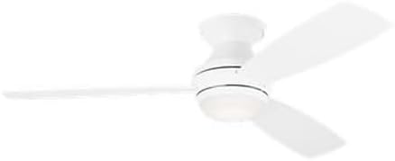 Generation Lighting | 3IKR52RZWD | Ikon 52" Dimmable Integrated Led Indoor Matte White Hugger Ceiling Fan With Light Kit, Remote Control And Manual Reversible Motor