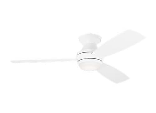 Generation Lighting | 3IKR52RZWD | Ikon 52" Dimmable Integrated Led Indoor Matte White Hugger Ceiling Fan With Light Kit, Remote Control And Manual Reversible Motor