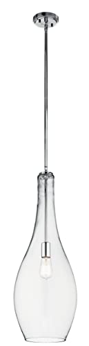 KICHLER Everly 29.5" 1 Light Teardrop Pendant Clear Glass Chrome KICHLER Everly 29.5" 1 Light Teardrop Pendant Clear Glass Chrome