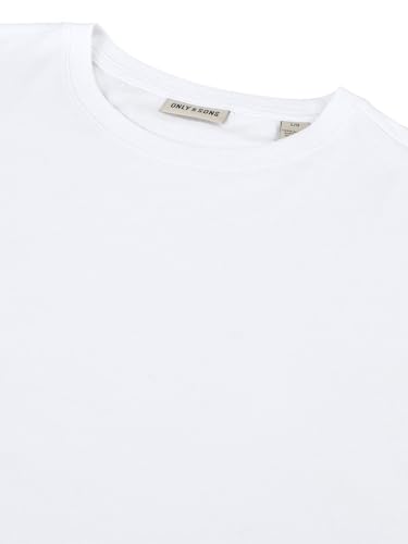 Only & Sons Tshirt Herren Regular Fit ONSJEFF LONGY 5er Set Pack lang geschnitten Rundhals Kurzarm Sommer Tee Shirt Basic, Größe:XL, Farbe:Bright White (22039223) 5