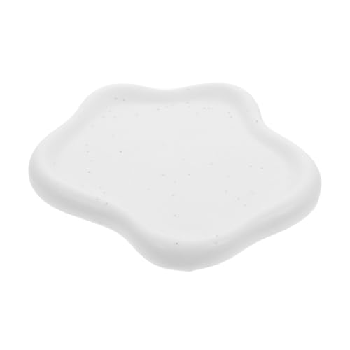 TOPBATHY Plateau À Bijoux En Céramique Blanche Irrégulière Support Décoratif Artistique Pour Le Bureau Et La Maison