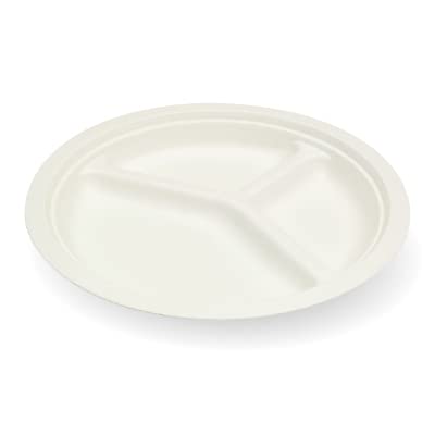 【パルプモールド】MM-1 モールドプレート 三仕切 無地 φ260×24o 50枚入