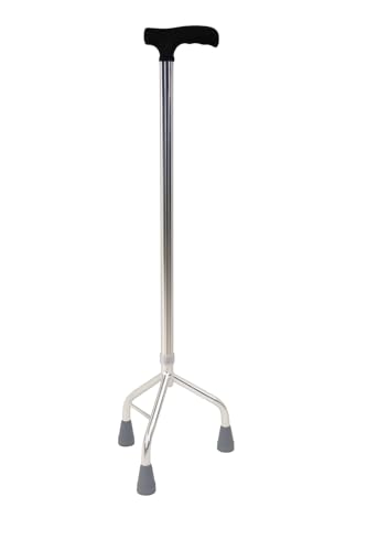 Canne Tripode en Aluminium Brossé, Poignée Ergonomique Maginot, Réglable 73-96 cm, Base 3 Pieds Antidérapants, Charge Max 110 kg, Usage...