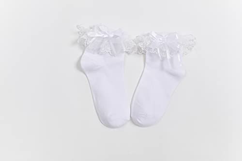 Image of Women Ruffle Socks, Double Layer Lace Butterfly Cute Frilly Girl Princess Cotton Ankle Socks