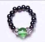 Black Magnetic Therapy Stretch Ring with Peridot Bead