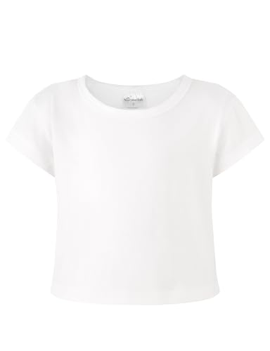 Image of Noomelfish Girls Short Sleeve Crop Tops Kids Summer Dance Cropped T-Shirts (5-14 Years)