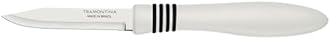 Tramontina Cor&Cor 2 Pieces Paring Knife Set with Stainless Steel Blade and White Polypropylene Handle