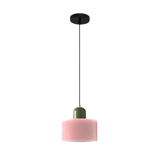 S-Cevada Suspension Verre Coloré Petite Moderne Réglable pour Chambre Îlot de Cuisine Salon Couloir Salle à Manger Luminaire (Rose)