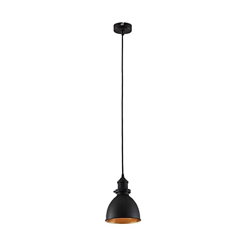 Lindby Esstisch Pendelleuchte Schwarz Gold, Hängelampe Metall, 1x E27 max. 60W, ohne Leuchtmittel |Hängeleuchte Industrial, Vintage Hängelampe Cover