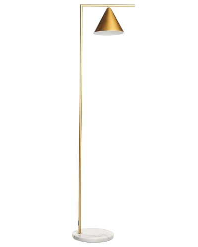 Beliani Lampadaire Moderne avec Abat-jour Conique et Base en marbre pour Espace Salon en Métal Doré Mocal