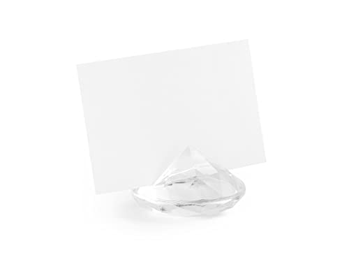 PartyDeco Tischkartenhalter Diamant Acryl 10 Stück 40x23mm Kartenhalter Fotohalter Diamantene Hochzeit Deko