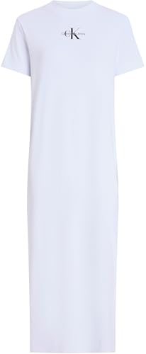 Calvin Klein Robe T Shirt Femme Monologo Long Rib Tee avec Col Ras du Cou Brilliant - vue 5