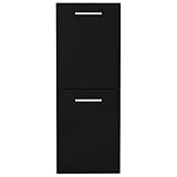 Tidyard Badkamerkast met 2 vakken, midi-kast, badmeubel, kast, badkamerrek, badkamermeubel, spaanplaat, zwart, 30 x 30 x 80 cm
