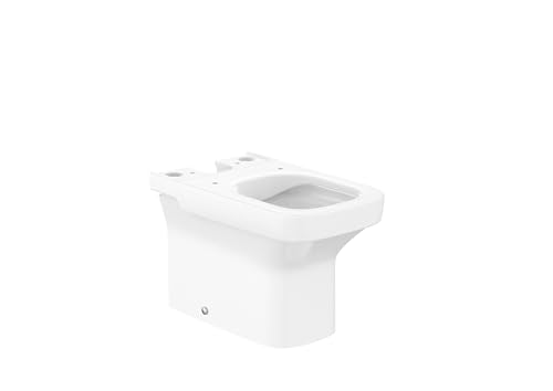 Roca A34278L000 - Taza compacta Rimless adosada a pared con salida dual para inodoro de tanque bajo Dama Compacto, color Blanco (ASIENTO Y CISTERNA NO INCLUIDOS)