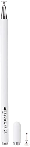 Image of Amazon Basics Capacitive Stylus Pen for iOS and Android Touchscreen Devices, Fine Point Disc Tip, Lightweight Metal Body with Magnetic Cover (White)