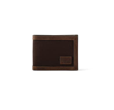 ARIAT Men's Canvas Bifold Wallet with Leather Border