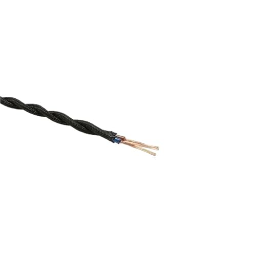 3-100pcs 18 AWG 2-Conductor Cable | Hemp Rope Braided Vintage Lamp Cord for Retro DIY(Black,5m)