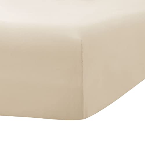Image of Ghooss Beige Full Fitted Sheet-Soft Microfiber Bottom Sheet for Bed-Deep Pocket up to 14 Inche-Wrinkle Free and Stay in Place-1 Pack