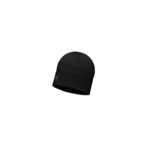 Buff® Merino HAT, Naturfaser, eine Lage 100% Merino-Wolle, schwarz, grün oder blau (Solid Black)