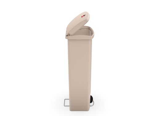 Image of Rubbermaid Commercial Products STREAMLINE Plastic Front Step Step-On-Trash /Garbage Can /Bin 18 GAL Beige for Doctor's Office /Hospitals /Healthcare