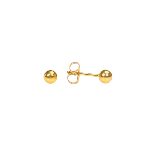 STUDEX Sensitive Gold Plated Ball Stud Earrings 4mm | Hypoallergenic and Nickel Safe for Sensitive Ears | Gold Plated Posts | High Fashion Earrings for Women and Men