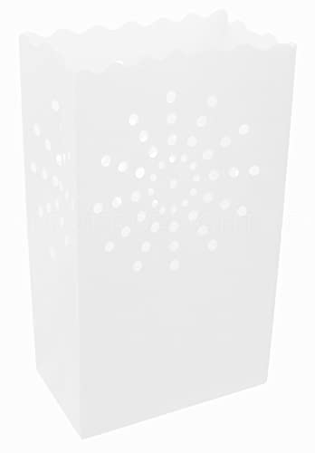 Cleverdelights White Luminary Bags - 20 Count - Sunburst Design - Wedding Party Christmas Holiday Luminaria #TOP2