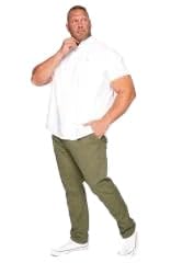 BadRhino Big & Tall Khaki Elasticated Waist Chinos - Men's - Plus Size Curve