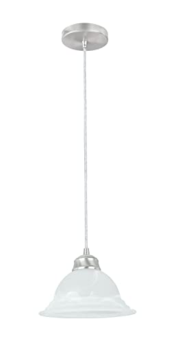 Aspen Creative 61138-11 Adjustable 1 Light Indoor Pendant Light, Alabaster Glass & Brushed Nickel Finish, 8-1/2" W X 6" H, 1 Pack #TOP13