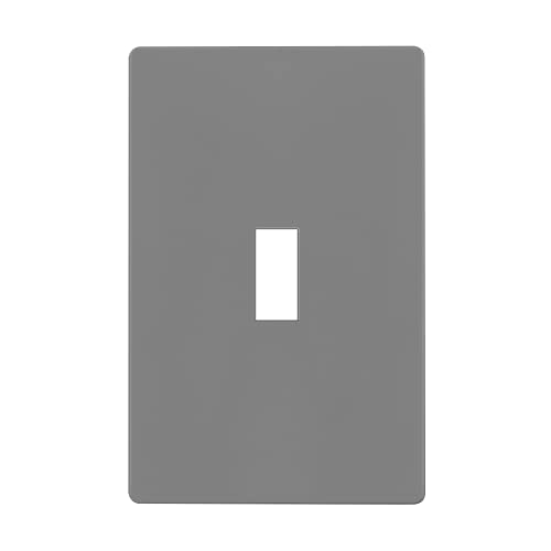 Image of ENERLITES Screwless Toggle Switch Wall Plate, Child Safe Light Switch Cover, Standard Size 1-Gang 4.68 inch x 2.93 inch, Unbreakable Polycarbonate Thermoplastic, UL Listed, SI8811-GY, Glossy, Gray