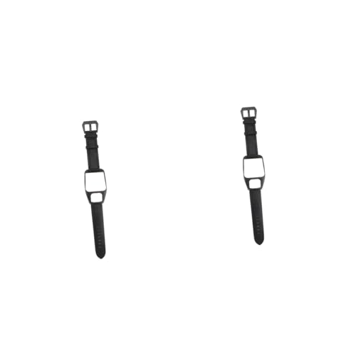 DIYEAH 2 Piezas Correa para Smartwatch de Piel Auténtica con Hebilla de Acero Inoxidable Diseño Ajustable Unisex Compatible con Tomtom Runner de Negro