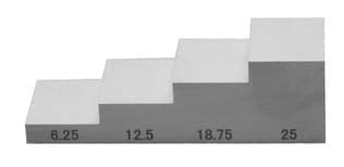 Four Steps 1018 Steel 6.25mm 12.5mm 18.75mm 25mm Ultrasonic Thickness Gauge Calibration Block para calibración de espesor y linealidad miniatura 1