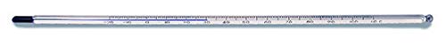 Vee Gee 80702 Serialized Precision Thermometer, Safety Blue Filled, Total Immersion, -4 to 230 Degree F Range, 2 Degree F Subdivision, 12" Length, White Backing
