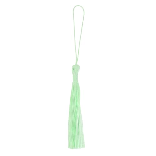 Image of Mandala Crafts Small Mint Bookmark Tassels - 100 Bulk Silky Mini Craft Tassels with Loops for Bookmarks, Jewelry Making, Graduation Decorations, and Keychains