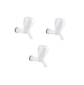 Polo Glossy ABS, PVC Plastic Bibcock/Water Tap - Set of 3 (1/2, 15 mm, White)