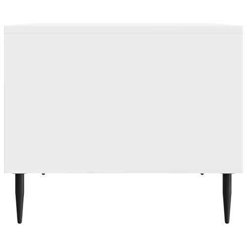 Table Basse Blanc Brillant 90x50x40 cm avec Pieds en Métal Noir - 7