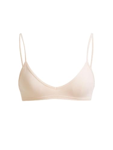 SweatyRocks Womens Triangle Bralette Plunge Bra V Neck Wireless No Padded Soft Comfortable Everyday Sleep Bras Apricot Small