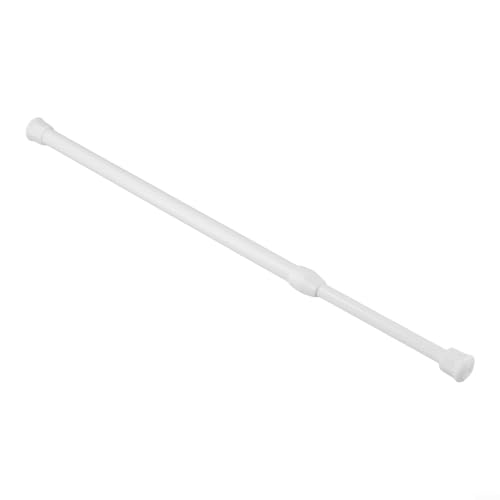 Barra de tensión con resorte, extensible, telescópica, barra de cortina ajustable de metal blanco para baño, cocina, ventana, armario, sin taladro, fácil montaje (30-50 cm)